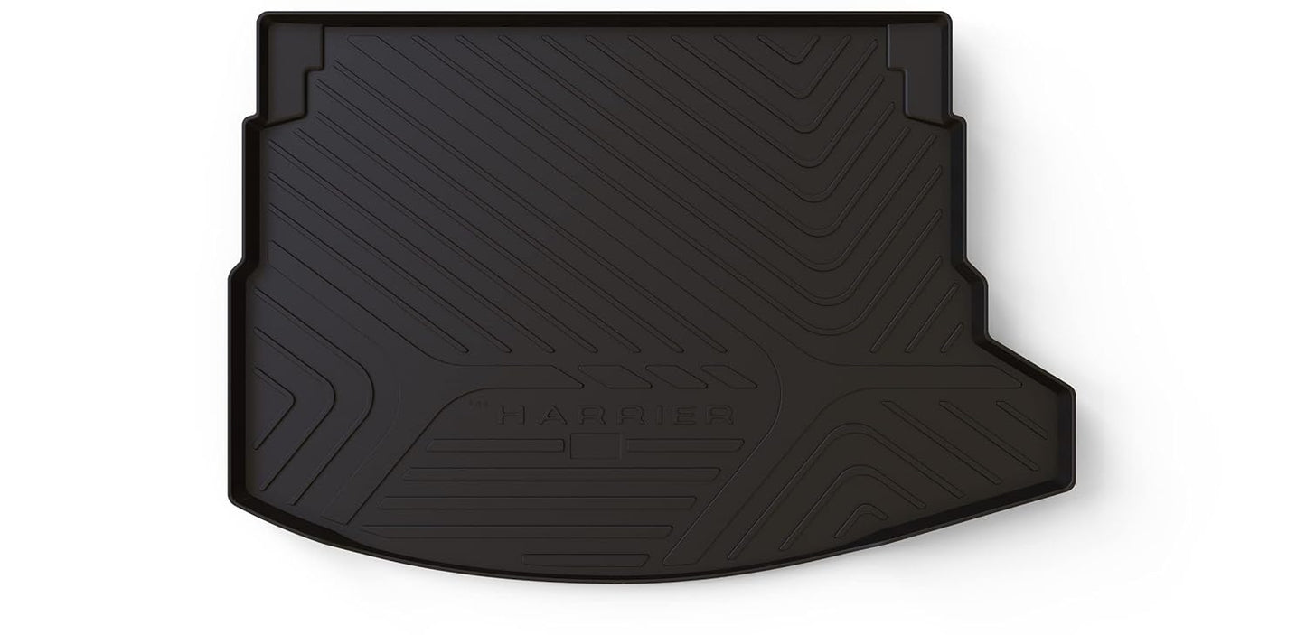 GFX premium black custom-fit trunk boot mat for Tata Harrier 2019 onwards, durable all-weather dicky protection.