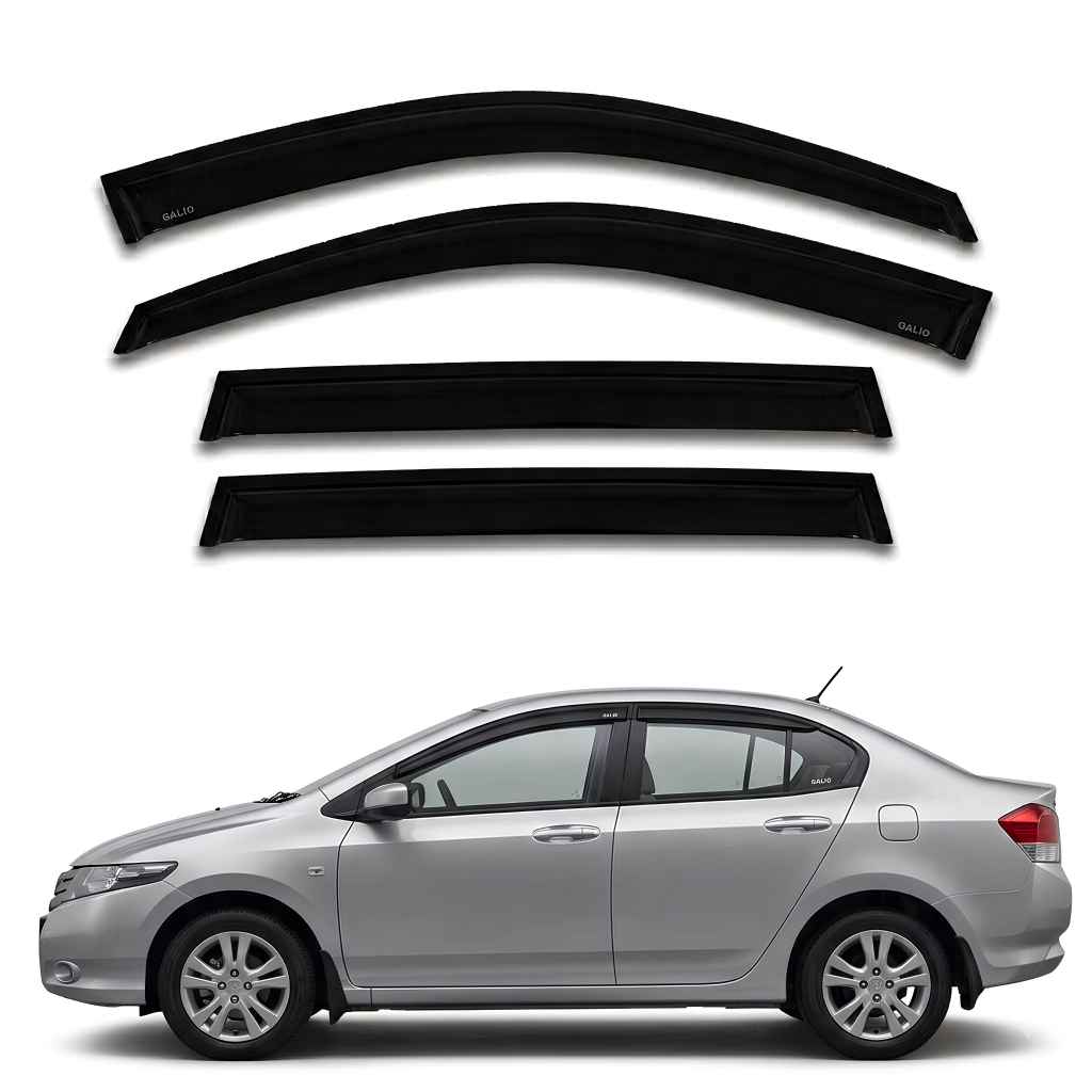 Galio Black Door Visor for Honda City iVTEC 3rd Gen 2009 to 2011 and 3rd Gen FL 2011 to 2014