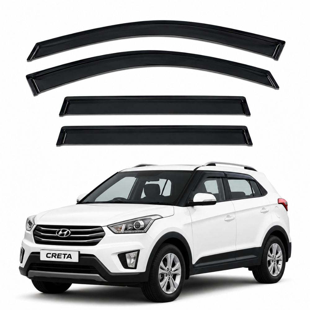 Galio Black Door Visor for Hyundai Creta 1st Gen 2015 to 2018 and 1st Gen FL 2018 to 2020