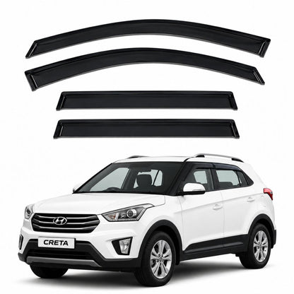 Galio Black Door Visor for Hyundai Creta 1st Gen 2015 to 2018 and 1st Gen FL 2018 to 2020