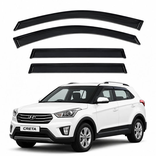Galio Black Door Visor for Hyundai Creta 1st Gen 2015 to 2018 and 1st Gen FL 2018 to 2020