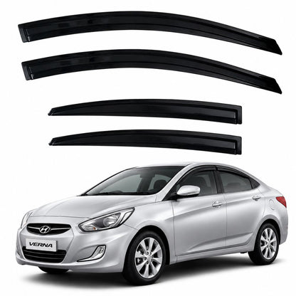 Galio Black Door Visor for Hyundai Verna Fluidic 2nd Gen 2011 to 2015 and 2nd Gen FL 2015 to 2017