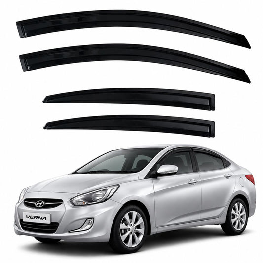 Galio Black Door Visor for Hyundai Verna Fluidic 2nd Gen 2011 to 2015 and 2nd Gen FL 2015 to 2017