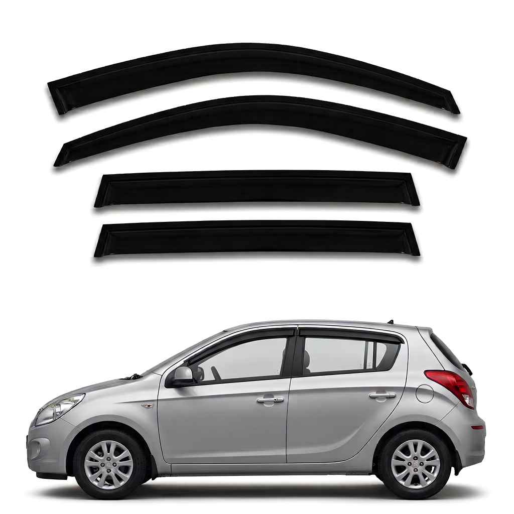 Galio Black Door Visor for Hyundai i10 1st Gen 2007 to 2010 and i10 1st Gen FL 2010 to 2013 Set of 4 Black