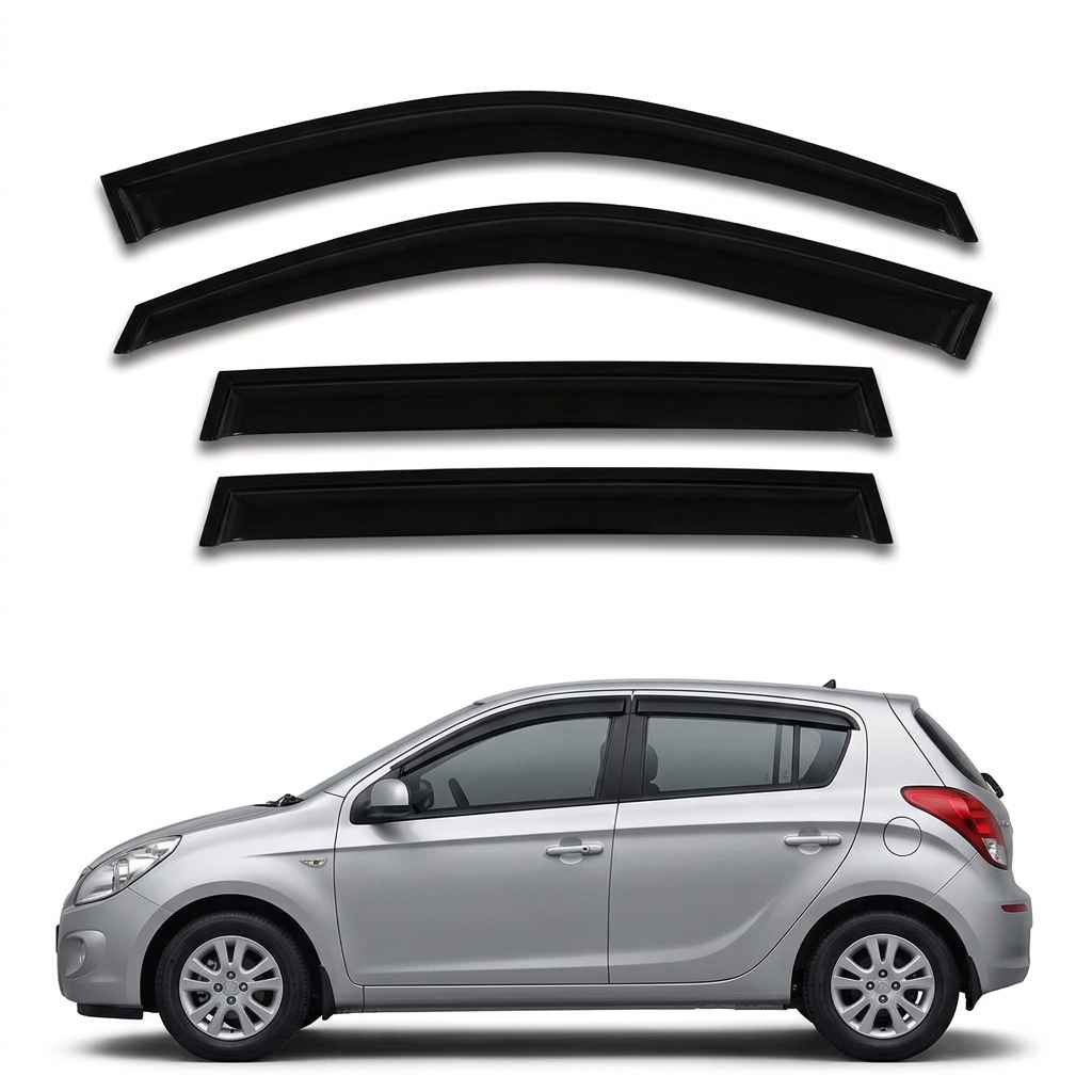 Galio Black Door Visor for Hyundai i20 1st Gen 2008 to 2012