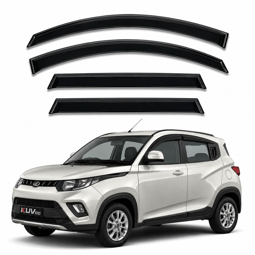 Galio Black Door Visor for Mahindra KUV 100 1st Gen 2015 to 2023 | Set of 4 | Black | Made in India
