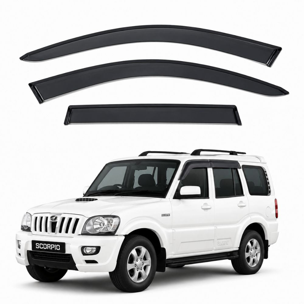 Galio Black Door Visor for Mahindra Scorpio 1st Gen 2002 to 2006 | 1st Gen FL 2006 to 2009 and 2nd FL 2009 to 2014