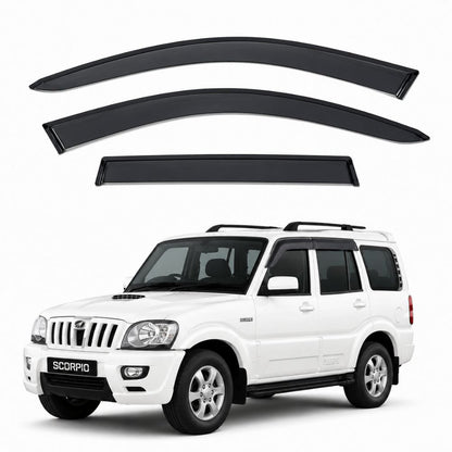 Galio Black Door Visor for Mahindra Scorpio 1st Gen 2002 to 2006 | 1st Gen FL 2006 to 2009 and 2nd FL 2009 to 2014