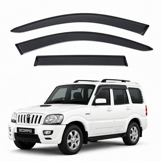 Galio Black Door Visor for Mahindra Scorpio 1st Gen 2002 to 2006 | 1st Gen FL 2006 to 2009 and 2nd FL 2009 to 2014