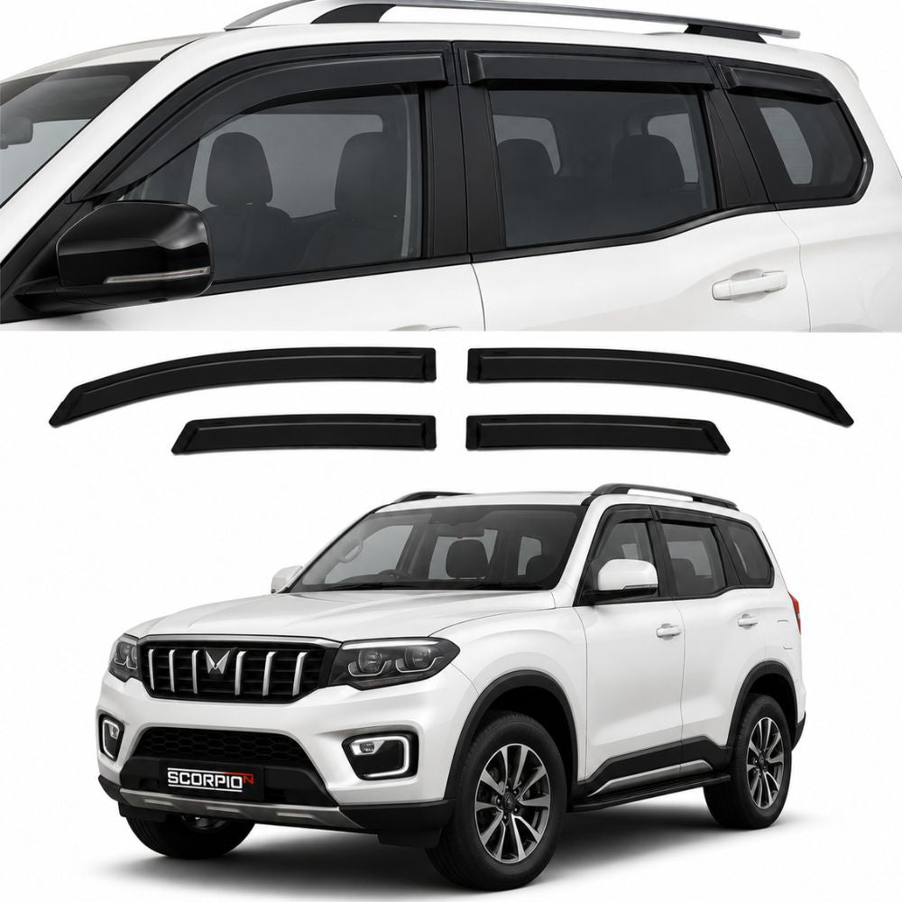 Galio Black Door Visor for Mahindra Scorpio N 2022 Onwards | Set of 4 | Black | ABS Plastic | Made in India