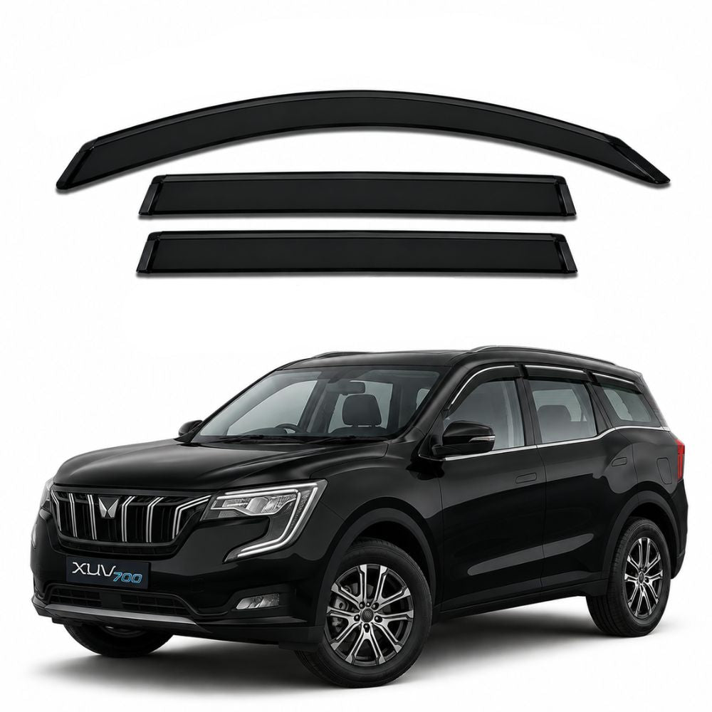 Galio Black Door Visor for Mahindra XUV700, XUV 7XO & XEV 9S | Set of 6 | Black | ABS Plastic | Made in India
