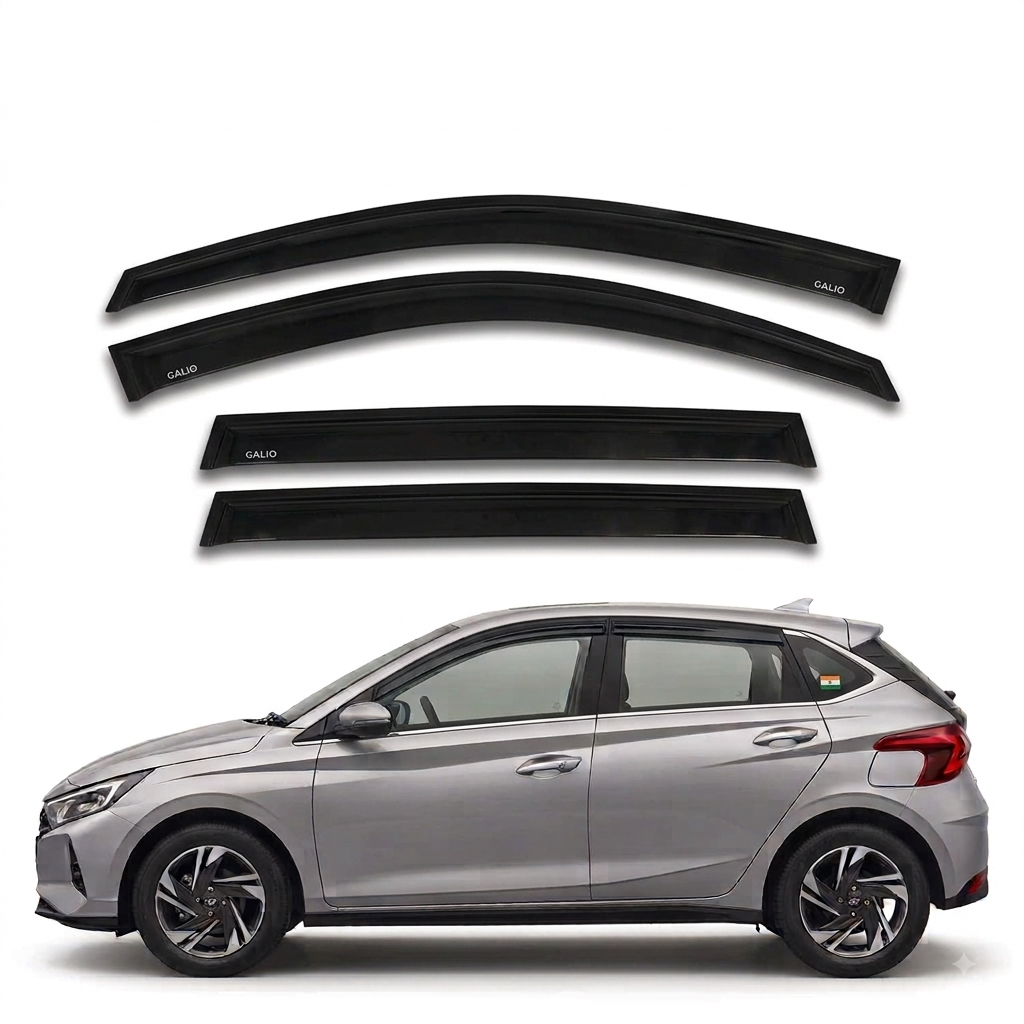 Galio Black Door Visor for Maruti Suzuki Ignis 1st Gen 2017 to 2020 and 1st Gen FL 2020 Onwards  Set of 4  Black  Made in India