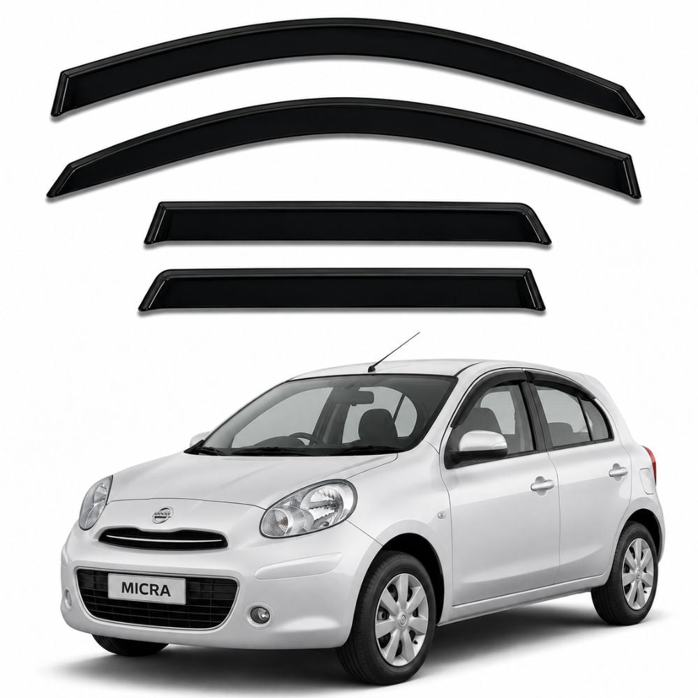 Galio Black Door Visor for Nissan Micra 1st Gen 2010 to 2013 and 1st Gen FL 2013 to 2018