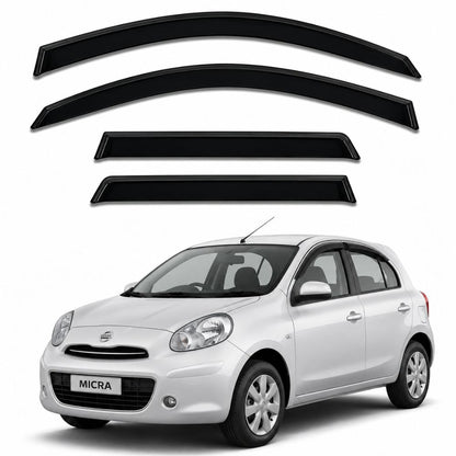 Galio Black Door Visor for Nissan Micra 1st Gen 2010 to 2013 and 1st Gen FL 2013 to 2018