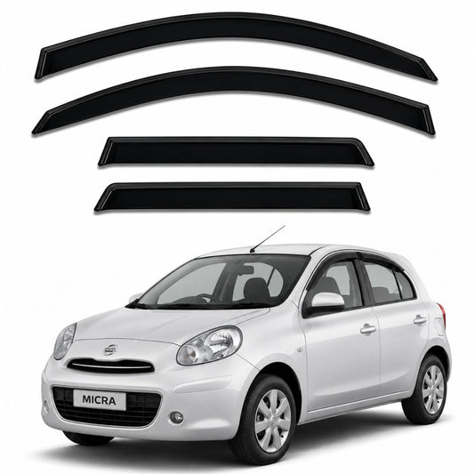 Galio Black Door Visor for Nissan Micra 1st Gen 2010 to 2013 and 1st Gen FL 2013 to 2018