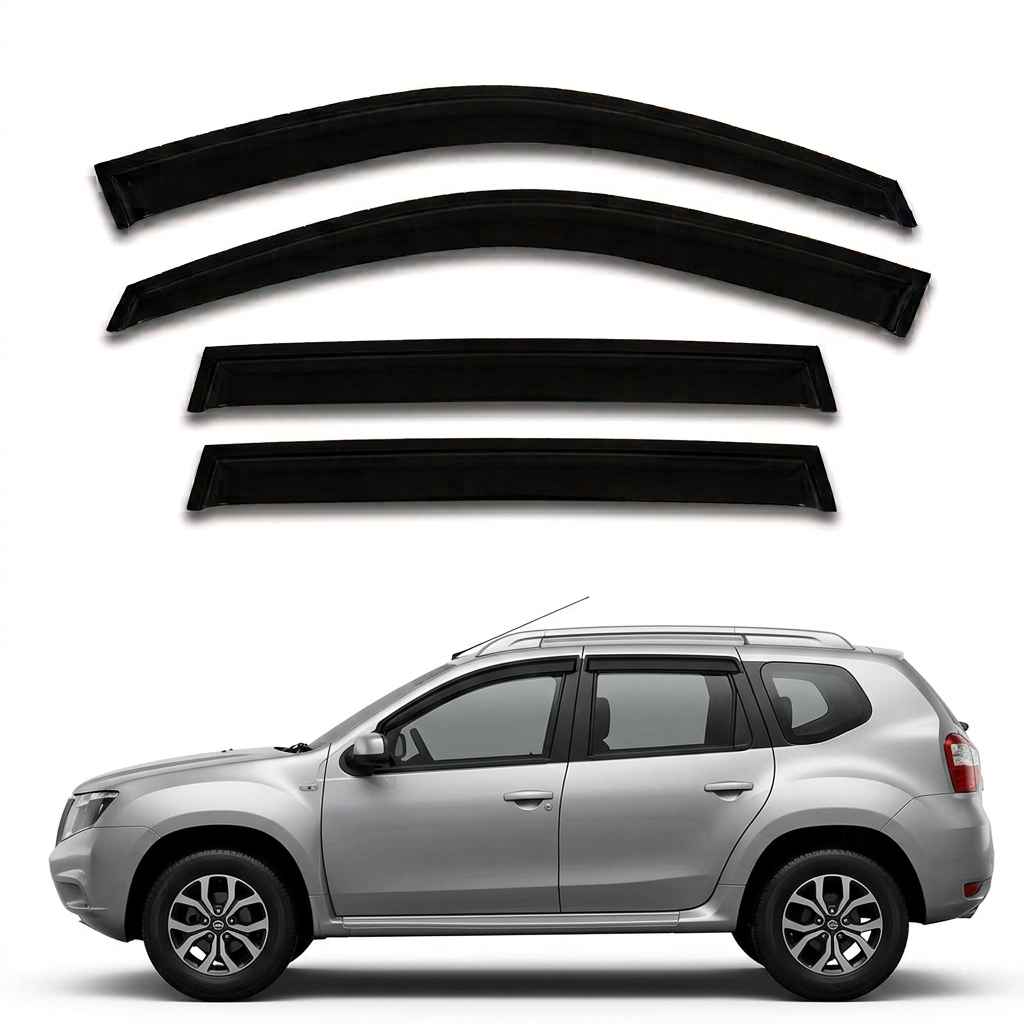 Galio Black Door Visor for Nissan Terrano 1st Gen 2013 to 2017 and 1st Gen FL 2017 to 2019