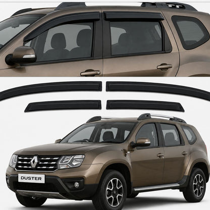 Galio Black Door Visor for Renault Duster 1st Gen 2012 to 2022 | Set of 4 | Black | ABS Plastic | Made in India
