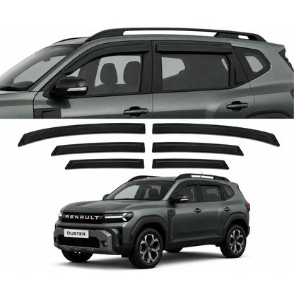 Galio Black Door Visor for Renault Duster 2nd Gen 2026 Onwards | Set of 6 | Black | ABS Plastic | Made in India
