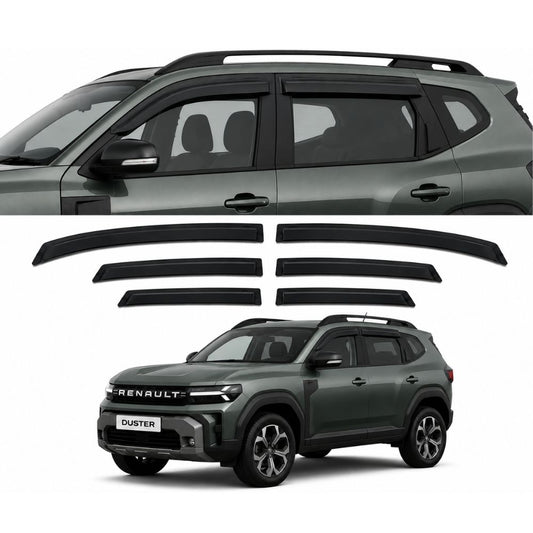 Galio Black Door Visor for Renault Duster 2nd Gen 2026 Onwards | Set of 6 | Black | ABS Plastic | Made in India
