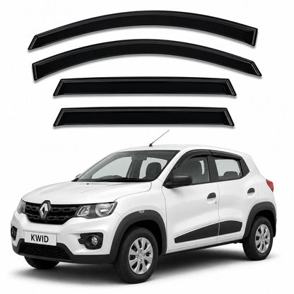 Galio Black Door Visor for Renault Kwid 1st Gen 2015 to 2019 and 1st Gen FL 2019 to 2022 | Set of 4 | Black | Made in India
