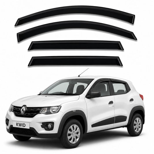 Galio Black Door Visor for Renault Kwid 1st Gen 2015 to 2019 and 1st Gen FL 2019 to 2022 | Set of 4 | Black | Made in India
