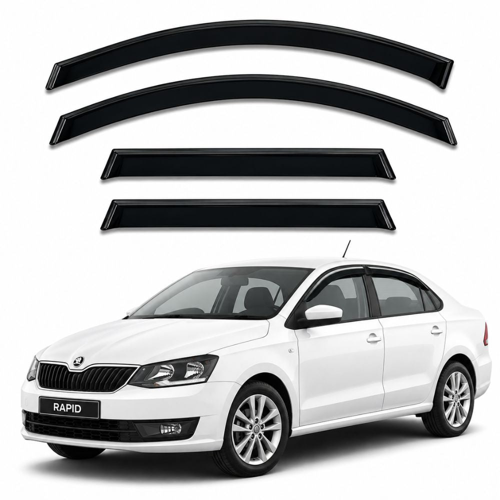 Galio Black Door Visor for Skoda Rapid 1st Gen 2011 to 2016
