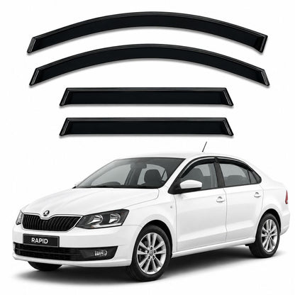 Galio Black Door Visor for Skoda Rapid 1st Gen 2011 to 2016