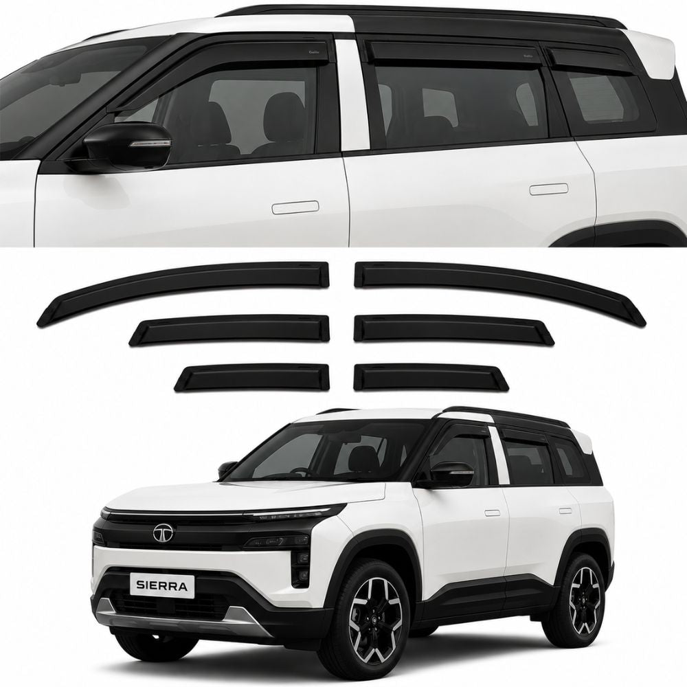 Galio Black Door Visor for Tata Sierra 2025 Onwards & Sierra EV 2026 Onwards | Set of 6 | Black | ABS Plastic | Made in India