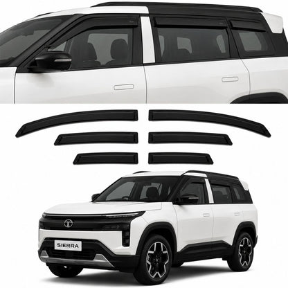 Galio Black Door Visor for Tata Sierra 2025 Onwards & Sierra EV 2026 Onwards | Set of 6 | Black | ABS Plastic | Made in India