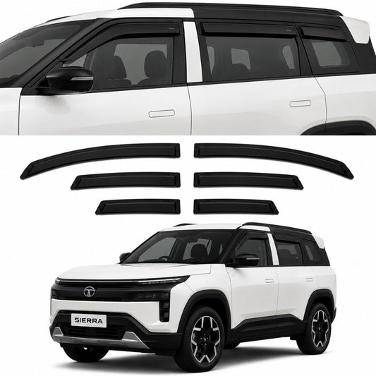 Galio Black Door Visor for Tata Sierra 2025 Onwards & Sierra EV 2026 Onwards | Set of 6 | Black | ABS Plastic | Made in India