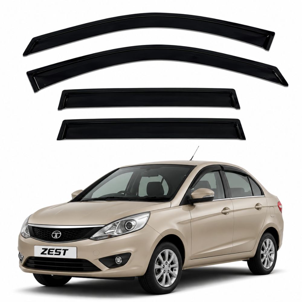 Galio Black Door Visor for Tata Zest 1st Gen 2015 to 2019 | Set of 4 | Black | Made in India
