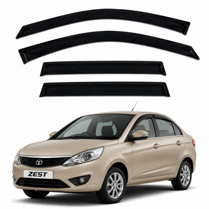 Galio Black Door Visor for Tata Zest 1st Gen 2015 to 2019 | Set of 4 | Black | Made in India
