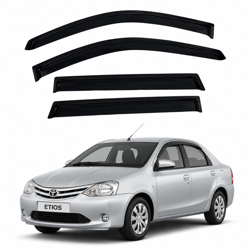 Galio Black Door Visor for Toyota Etios 1st Gen 2011 to 2014 and Etios 1st Gen FL 2014 to 2016