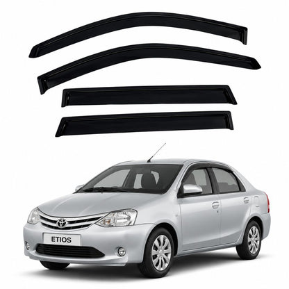 Galio Black Door Visor for Toyota Etios 1st Gen 2011 to 2014 and Etios 1st Gen FL 2014 to 2016
