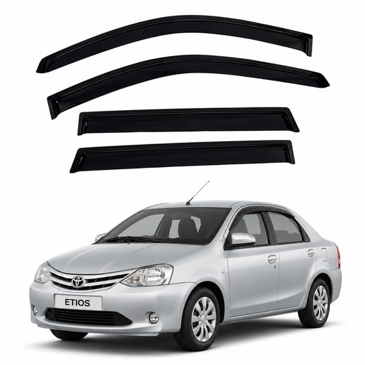 Galio Black Door Visor for Toyota Etios 1st Gen 2011 to 2014 and Etios 1st Gen FL 2014 to 2016