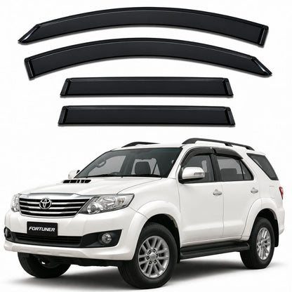 Galio Black Door Visor for Toyota Fortuner 1st Gen 2009 to 2016 | Set of 4 | Black | ABS Plastic | Made in India
