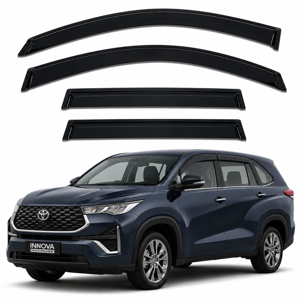 Galio Black Door Visor for Toyota Innova Hycross 1st Gen 2022 Onwards | Set of 4 | Smoke | ABS Plastic | Made in India
