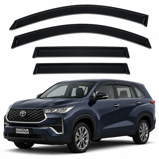 Galio Black Door Visor for Toyota Innova Hycross 1st Gen 2022 Onwards | Set of 4 | Smoke | ABS Plastic | Made in India
