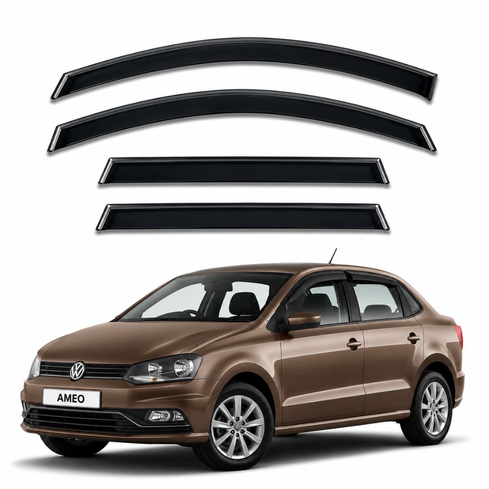 Galio Black Door Visor for Volkswagen Ameo | Set of 4 | Black | Made in India