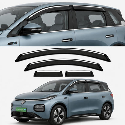 Galio Chrome Line Door Visor for MG Windsor EV 1st Gen 2024 Onwards | Set of 4 | Black | ABS Plastic | Chrome Line | Made in India
