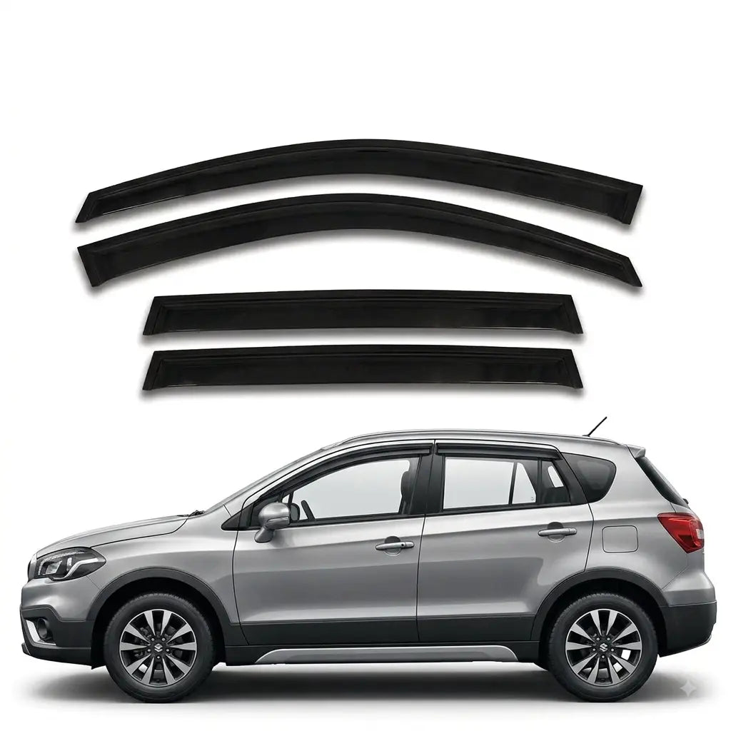 Galio Black Door Visor for Maruti Suzuki Celerio 2nd Gen 2014 to 2021 and 3rd Gen 2021 Onwards | Set of 4 | Black 