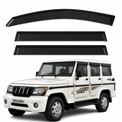 Galio Black Door Visor for Mahindra Bolero 2nd Gen 2011 to 2020 | Set of 6 | Black | ABS Plastic | Made in India