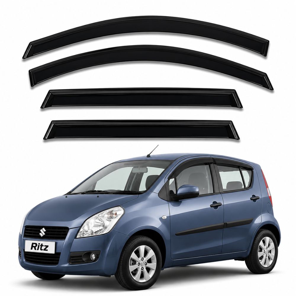 Galio Black Door Visor for Maruti Suzuki Ritz 1st Gen 2009 to 2017 | Set of 4 | Black | Made in India
