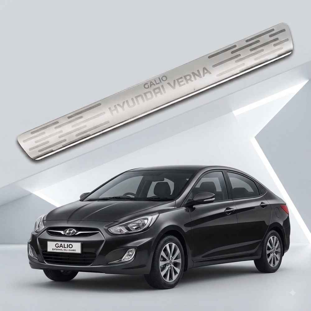 Galio Door Sill Guard for Hyundai Verna Fluidic (2011-2016) | Stainless Steel | Scratch Protection | Set of 4 | Premium Finish