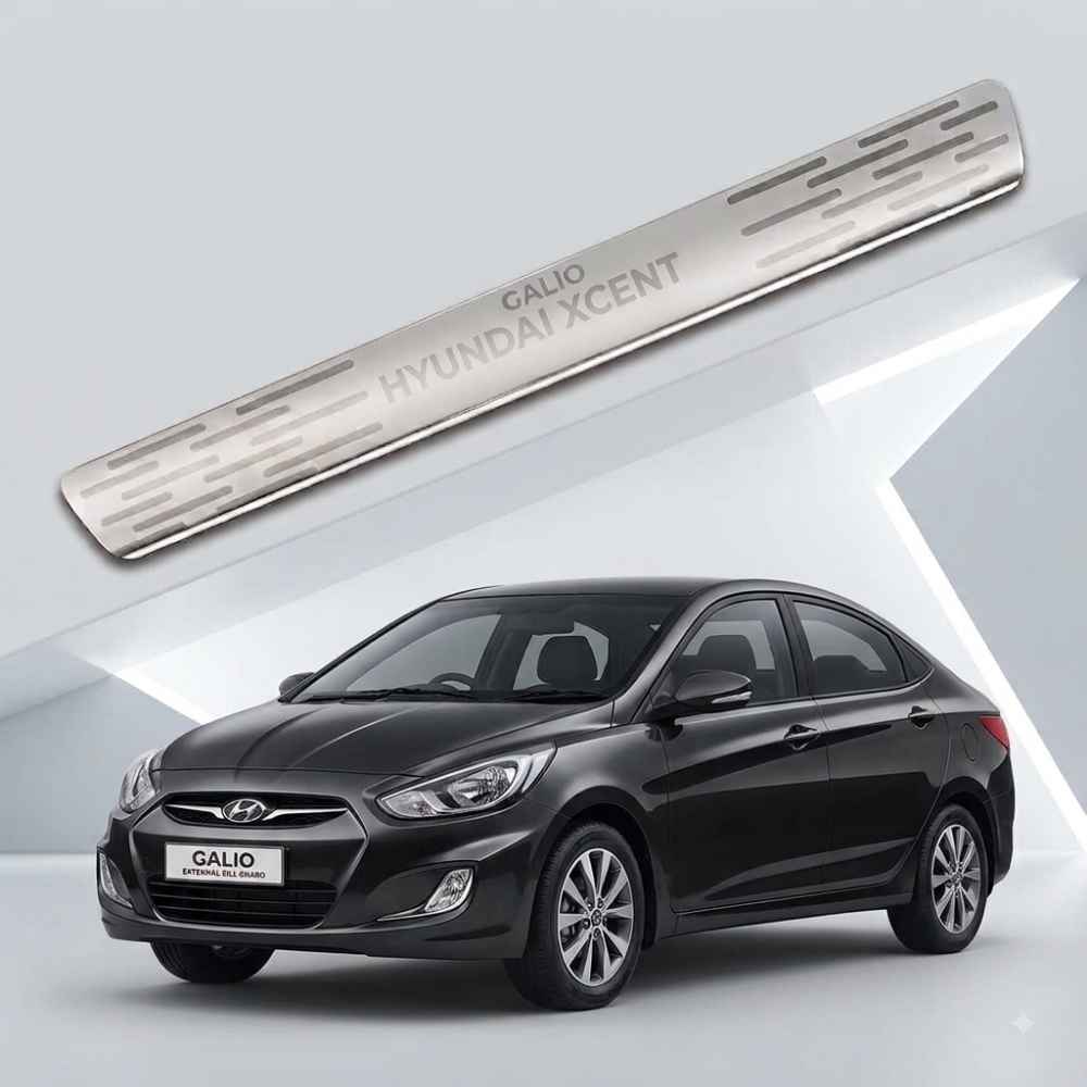 Galio Door Sill Guard for Hyundai Xcent & Xcent FL (2014-2020) | Stainless Steel | Scratch Protection | Set of 4 | Premium Finish