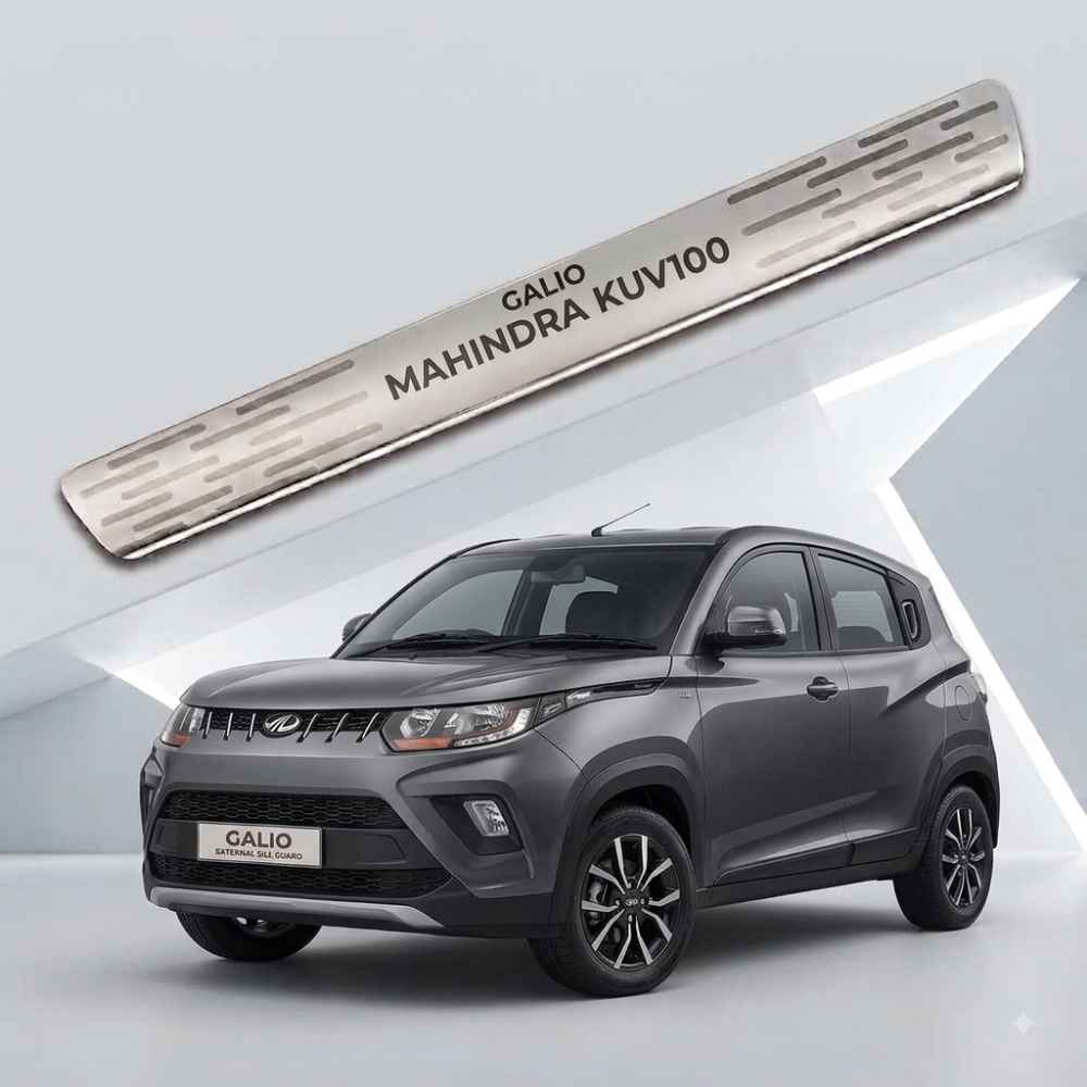 Galio Door Sill Guard for Mahindra KUV100 (2016 Onwards) | Stainless Steel | Scratch Protection | Set of 4 | Premium Finish