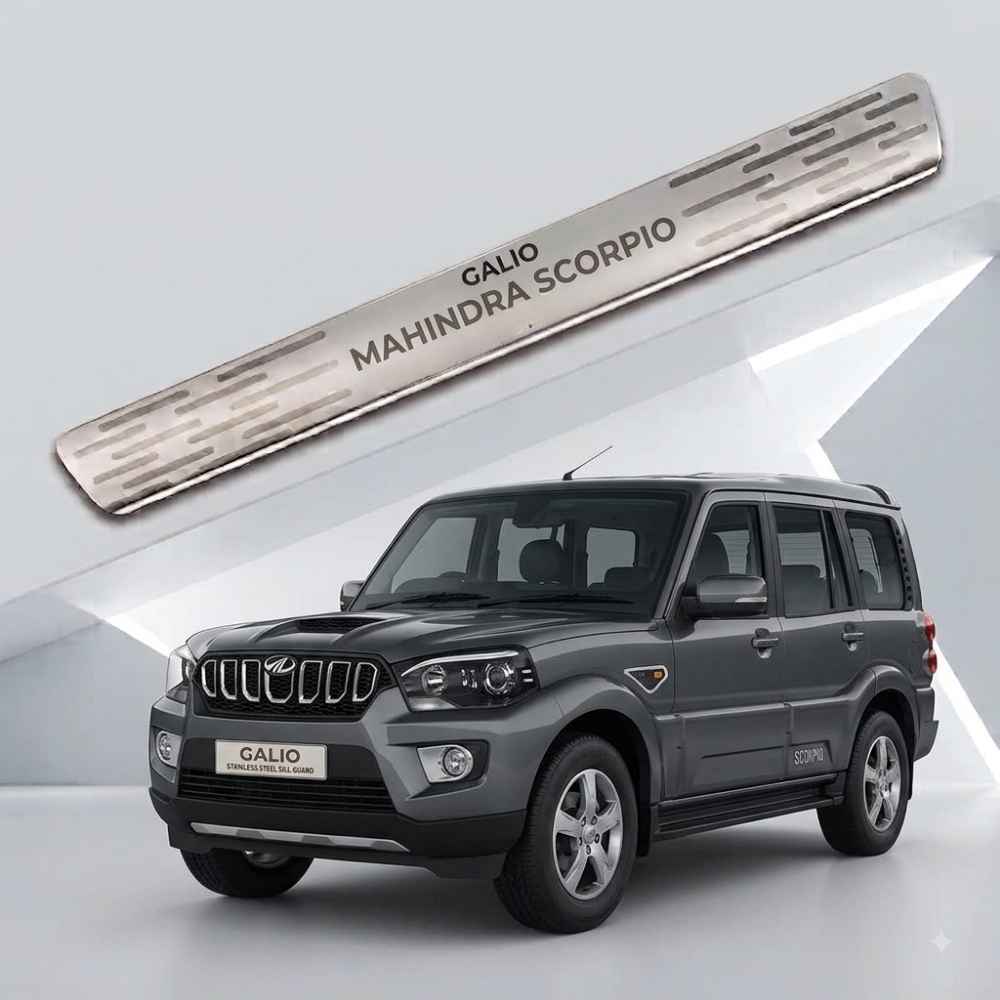 Galio Door Sill Guard for Mahindra Scorpio (2014 Onwards) | Stainless Steel | Scratch Protection | Set of 4 | Premium Finish