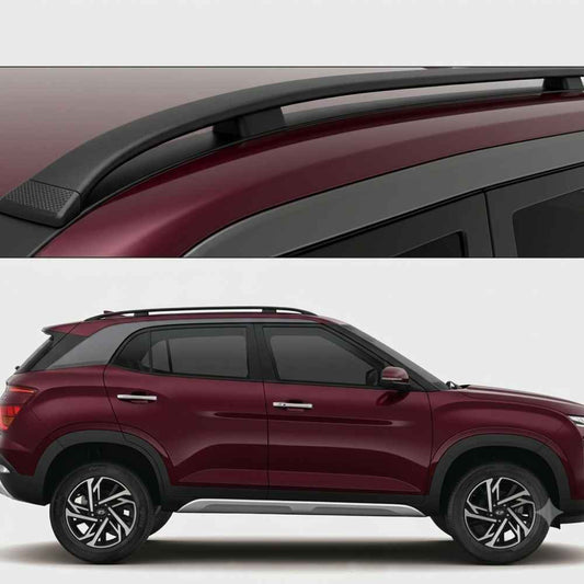 Galio Dual Tone Silver and Black Roof Rails for Hyundai Creta 2020 Onwards | Set of 2 | Drill-Free Aesthetic Roof Styling