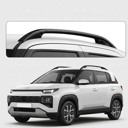 Galio Glossy Black Roof Rails for Hyundai Exter 2023 Onwards | Set of 2 | Drill-Free Aesthetic Roof Styling