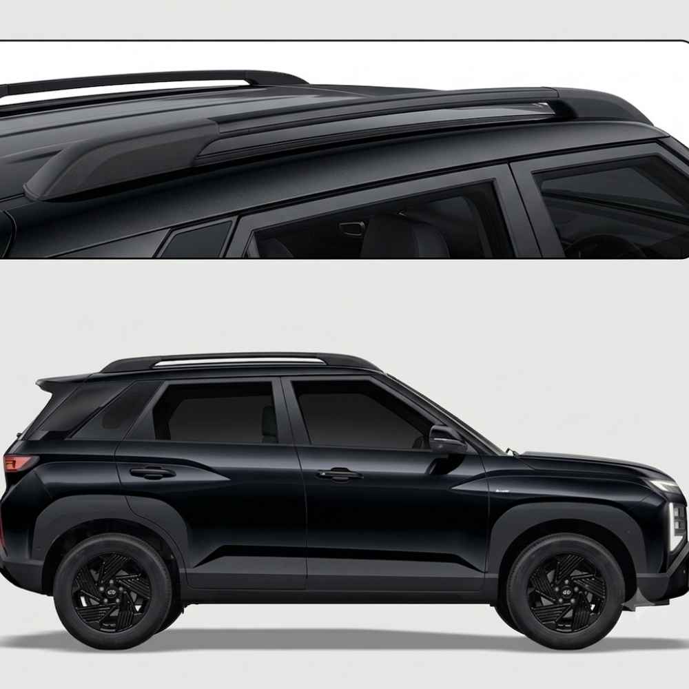 Galio Glossy Black Roof Rails for Hyundai Venue 2025 Onwards | Set of 2 | Drill-Free Aesthetic Roof Styling